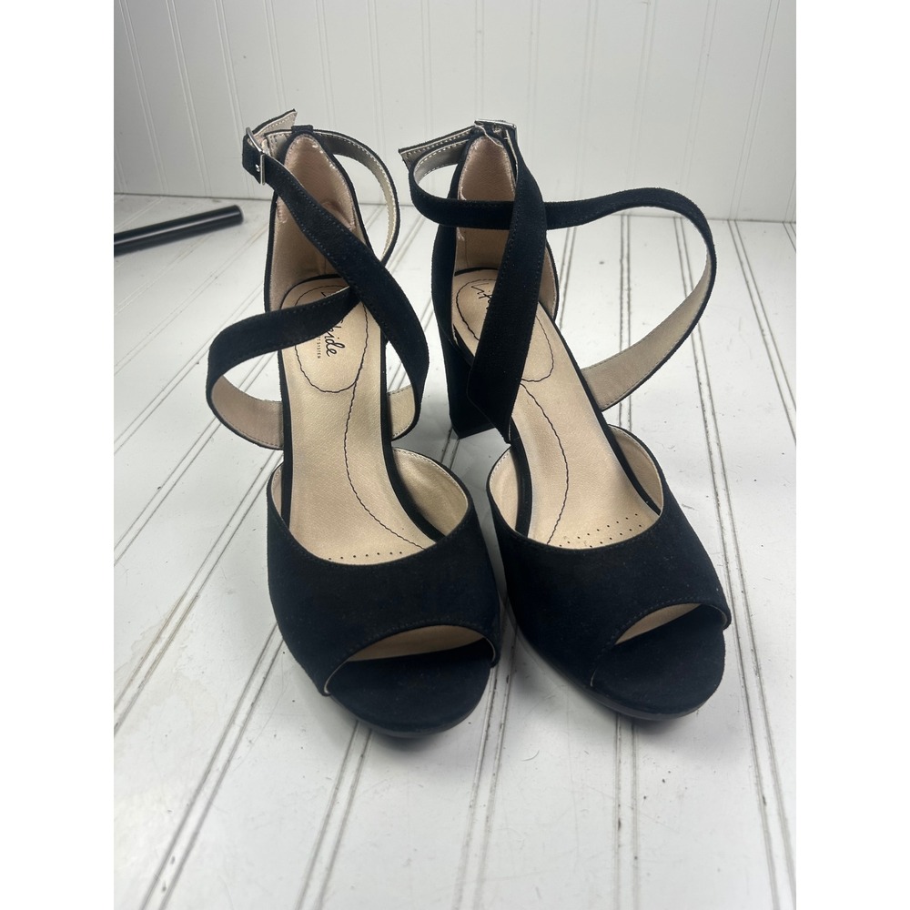 LifeStride Allison Black Fabric Strappy Comfort Sandals Heels Women's Size 10 - Picture 2 of 12